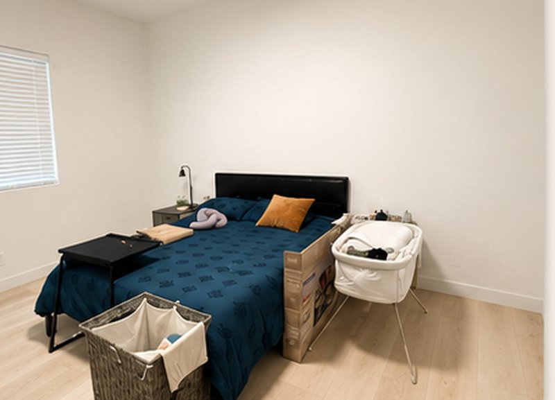 Bedroom with plain walls before